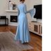 Elegant Ruffled Maxi Dress – Flowy One-Shoulder Gown With Cascading Sleeves For Women_ecoleips.com