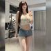 Women's Low Rise Denim Shorts American Style Hot Girl Fashionable Simple Rolled up Casual Tight Hot Pants Versatile Comfortable_ecoleips.com