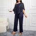 Women's Clothing Solid Color Shawl Sleeve Sequins Sling Elegant Slim Jumpsuit_ecoleips.com