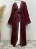 Hot Selling Ramadan Rhinestone Cardigan Islamic Dresses With Pockets Kebaya Muslim Kimono Abaya Dubai Modest Clothing Women Red_ecoleips.com