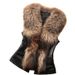 Women's Clothing Adult Vest Fox Fur Collar Pu Vest_ecoleips.com