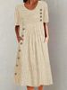 European And American plus Size Women's Long Dress with Button Detail Amazon Print Pocket 2025 New Women's Clothing_ecoleips.com