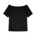 Summer New Irregular Solid Color Oblique Shoulder T-Shirt for Women Short Sleeve Loose Top Casual Versatile Student Wear Hot Girl 2025_ecoleips.com