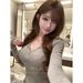 Slim Fitting Sexy Alluring Half Open Neckline Top Slightly Sheer Design Stylish Base Layer Women's Clothing_ecoleips.com
