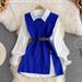 Long Sleeved Suit White Shirt Sweater Vest Age Reducing Loose Knitted Vest Shirt Two Piece Suit For Women_ecoleips.com