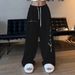 Women's Clothing Hip Hop Simple Print Hiphop Street Dance High Waist Trousers Women's Casual Jazz Loose Drawstring Trousers_ecoleips.com