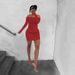 Women's Mesh Off-Shoulder Long Sleeve Dress Set – Sheer Layered Two-Piece With Ruffle Detail (Black/White/Red, S-Xxl)_ecoleips.com