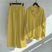 Women's Clothing Retro High Waist Two Piece Suit Plus Size Cotton Linen Blend Loose Trousers And Shirt Set For Spring/Autumn_ecoleips.com