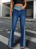 High Waist Slim Fit Jeans For Women Casual Fashion Spring Summer New Trend Splicing Contrasting Colors Office Lady Jeans_ecoleips.com