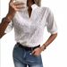 Women's Clothing Summer Women's V Neck Stand Collar Embroidered Lace Top Shirt Clothing For Formal & Casual For Women_ecoleips.com
