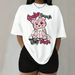 Breathable Cotton Printed Oversized T-Shirt For Women - Soft Round Neck Short Sleeve Top With 3D Floral Design (S-3XL)_ecoleips.com