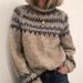 Unisex Chunky Knit Sweater - Oversized High-Neck Pullover With Hand-Painted Print, Warm Wool Blend Winter Top For Men & Women_ecoleips.com