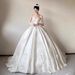 Vintage Lace Wedding Dress – Slimming A-Line Satin Gown With Long Sleeves & Train, Princess Sleeves & Corset Back (XS-XXL)_ecoleips.com