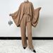Modest Abaya Dress Elegant Batwing Sleeve Dress & Robe Set – Wrinkle-Resistant Acetate Blend (S-XXL, Dusty Blue/Khaki/Mint)_ecoleips.com
