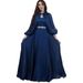 3823 Muslim Fashion Women's Clothing Waist-Cinching Strap Large Cape Long Sleeve Two-Piece Dress Set_ecoleips.com