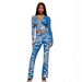 Women's Animal Print Color Block Stretch Sportswear Set With Hooded Jacket And Trousers American Style_ecoleips.com