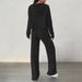 Women's Clothing New Knitted Long Sleeved Suit For Women With Hooded Sweatshirt And Loose Trousers Street Style Home Two Piece Suit_ecoleips.com