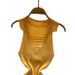 Women's Mustard Yellow Sleeveless Sundress Cutout Detail Stretchy Ribbed Knit Bodycon Mini Dress Sexy Party Clubwear Wrap Dress_ecoleips.com