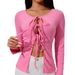 Voya Women's Hot Girl Pure Want To Hang Neck T-shirt Autumn And Winter New Style One Shoulder Off Shoulder Solid Color Interior Top_ecoleips.com