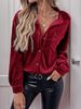 Top Simple And Versatile Solid Color Lapel Lantern Sleeve Shirt_ecoleips.com