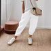 Women's Cotton Linen Elastic Waist Cropped Casual Pants Fashion_ecoleips.com