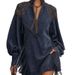 Women's Clothing Women's V Neck Tassel Embroidered Dress Elegant V-Neck Suede Fringe A-Line Midi Dress With Embroidery For Women_ecoleips.com
