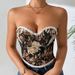 Sexy Fishbone Bra Retro Vest Cross Strapless Printed Tie-Up Top For Hot Girls Women's Clothing_ecoleips.com