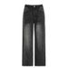 Women's Straight Jeans Street Style Basic Washed Gradient Color Glitter Hot Diamond Wide Leg Slimming Fit Denim_ecoleips.com