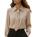 2025 European And American Cross-Border New Autumn Solid Color Casual Tie Long Sleeve French Shirt Women's Blouse_ecoleips.com