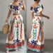 Women's Clothing New Printed Leisure Vacation Style Bohemian Short Sleeved Top Long Skirt Ladies Suit_ecoleips.com
