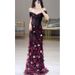 Off The Shoulder Bridal Toast Dress Floral Sequined Ethereal Beauty Mermaid Evening Gown For Engagement Party Hostess Style_ecoleips.com
