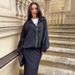 Women’s Tailored Mermaid Hem Dress – V-Neck Long Sleeve Zip-Up Bodycon Dress For Fall – Stretchy Polyester Blend Slim Fit_ecoleips.com