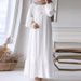 2024 Muslim Women's Robe Spring And Autumn New Fashion Bubble Sleeve Pocket Hem Ruffled Dress_ecoleips.com