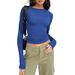 1pcs Four Seasons Fashion Senior Women T-shirt Long Sleeve Crew Neck Solid Slim Fit Tee Ladies Crop Top Daily Streetwear Camis_ecoleips.com