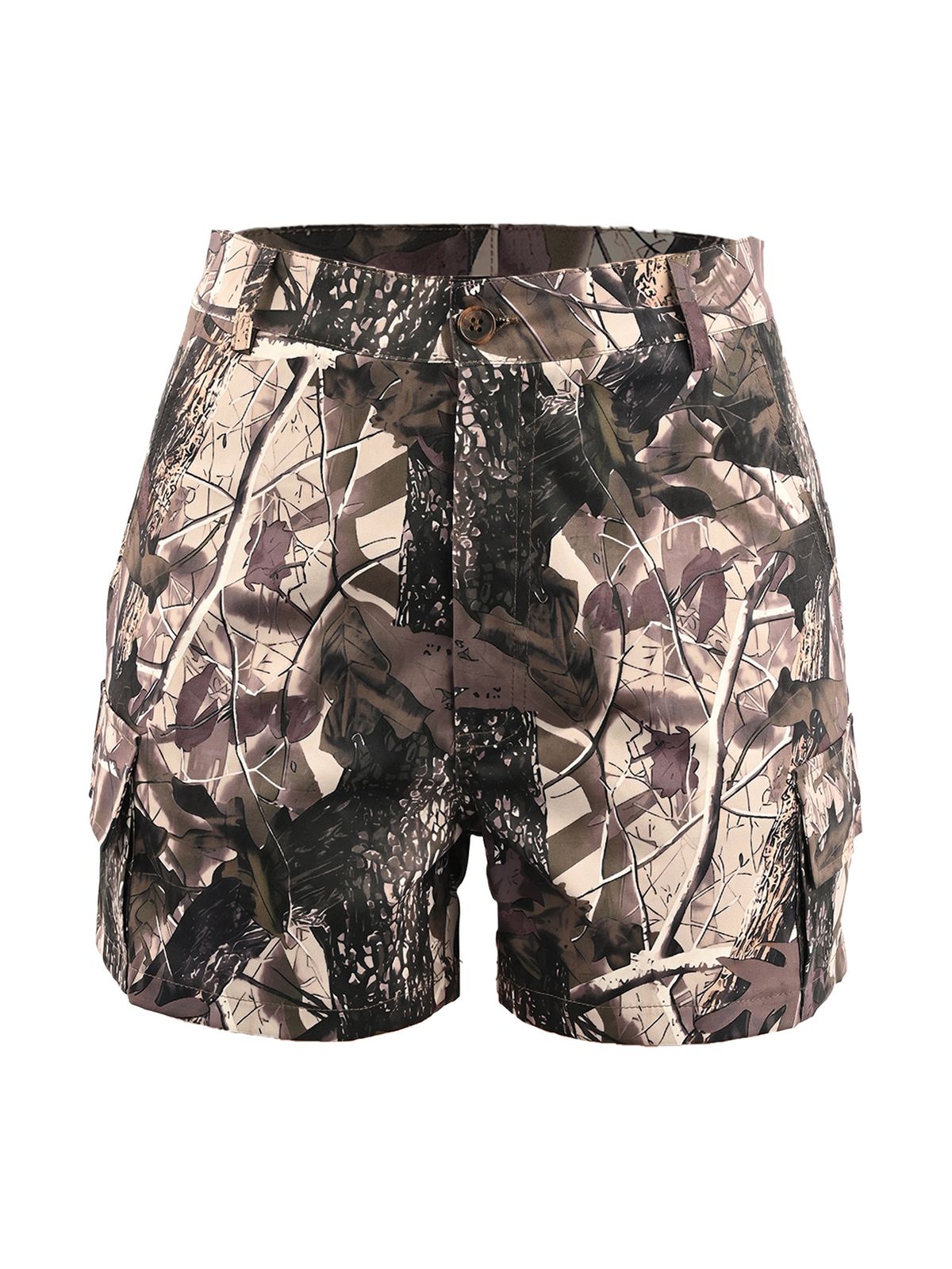 Women's Clothing Camouflage Printed Patch Pocket Stitching Workwear Shorts_ecoleips.com