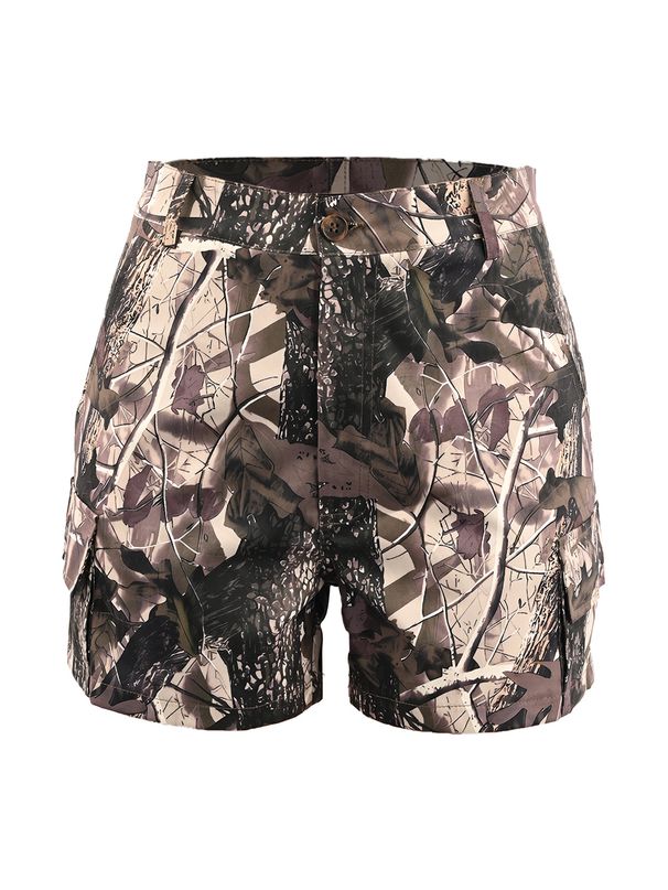 Women's Clothing Camouflage Printed Patch Pocket Stitching Workwear Shorts_ecoleips.com