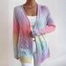 Autumn And Winter European And American Foreign Trade Sweater Women's Cardigan JacketCross Border Rainbow Tie Dye Twist Long Sleeved Knitted Sweater_ecoleips.com