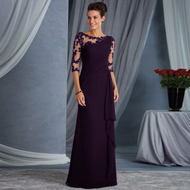 Women's Clothing Long Lace See Through Round Neck Mid Sleeve Dress Dress Special New_ecoleips.com