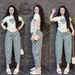 Women's Summer Casual Heart Print Two Piece Set Wide Leg Pants Bow Detail Plaid Short Sleeved Top Cute Fashion_ecoleips.com