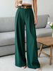 Women's High-End Belted Straight Leg Trousers Solid Color Casual Wide Leg Long Trousers_ecoleips.com