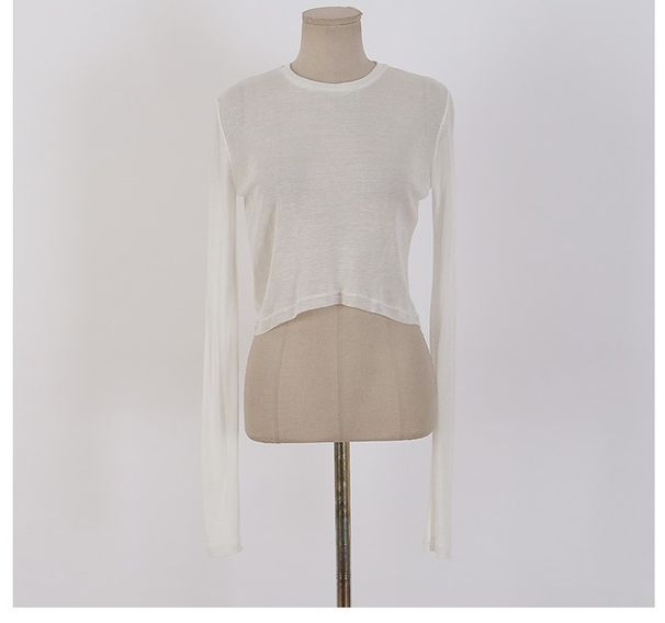 Women's Loose Long Sleeve Jazz Dance Top Orange Red Lightweight Slightly Sheer Short Chic Sunscreen T-Shirt_ecoleips.com