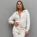 Aria Basics Aria Basics Cross-Border Casual European And American Women's Solid Color Sleeve Zipper Loose Top Tie Long Pans Two-Piece_ecoleips.com