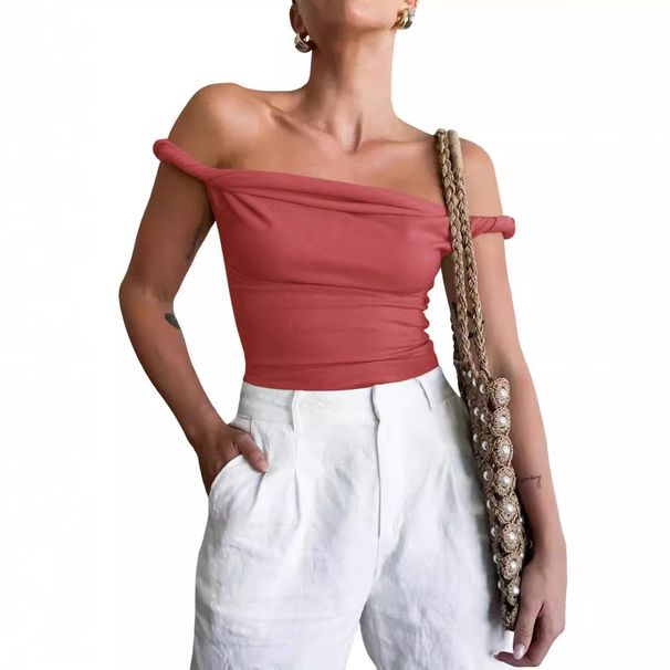 Summer Street Style Women's Cross Border Navel Baring Tube Top with Shoulder Straps High End Milk Silk Camisole Vest_ecoleips.com
