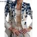 Foreign Trade Cross-Border 2023 Autumn European And American Women's Fashion Printed Slim-Fit Blazer_ecoleips.com