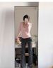 Pink Slim-fit Jacket Women's Autumn And Winter 2026 New Hooded Front Shoulder Sweater Velvet Korean Wear Waist Top_ecoleips.com