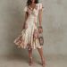 Women's Clothing Women's Casual Printed Pleated Floral Dress Spring Summer New Fashion_ecoleips.com