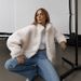 Trendy Faux Shearling Jacket For Women – Oversized Cozy Fleece Coat (S-Xl, Beige/Pink/White/Brown, Polyester, Streetwear Chic With Stand Collar)_ecoleips.com