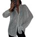 Aria Basics Aria Basics 2025 Spring Summer New European And American Style Sequin Top Turn-down Collar Long Sleeve Cardigan Basic Cross-border_ecoleips.com
