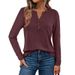 Women's Long Sleeve T-Shirt V-Neck Casual Loose Top Spring/Autumn Fashion European And American Style Cross-Border Clothing_ecoleips.com