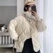 Women's Clothing Short Down Cotton Jacket Women's Short Puffer Jacket Winter Lightweight Quilted Coat Slim Fit Casual Outerwear In White Black Coffee_ecoleips.com
